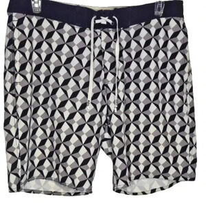 American Eagle Men's Hybrid Geometric Black White Gray Board Shorts Size Large